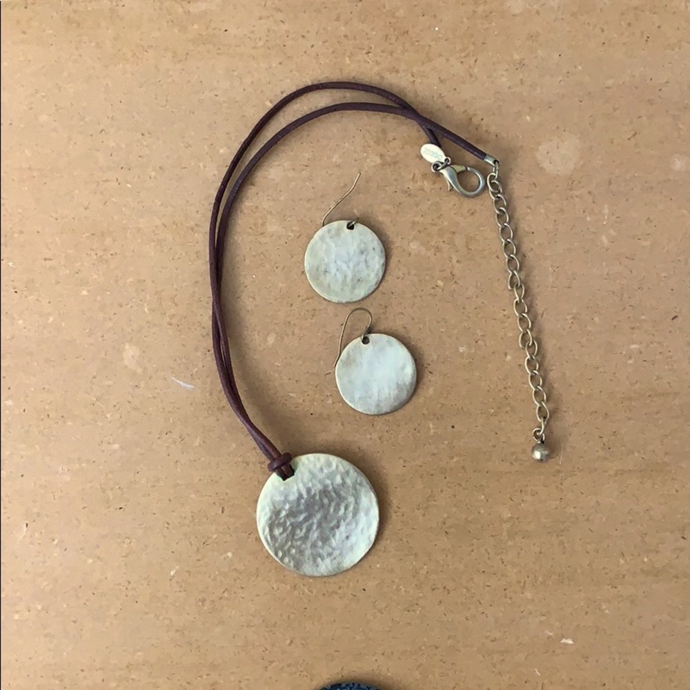 Brass necklace and earring set
